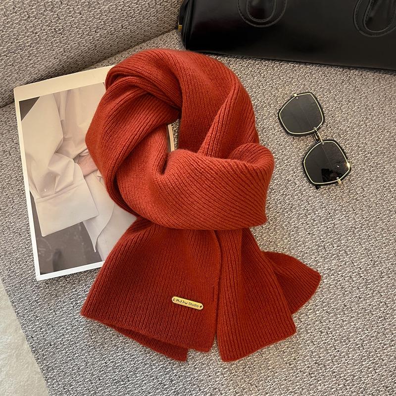 100 pure wool scarf wool camel beige warm knitted scarf versatile men's and women's scarves