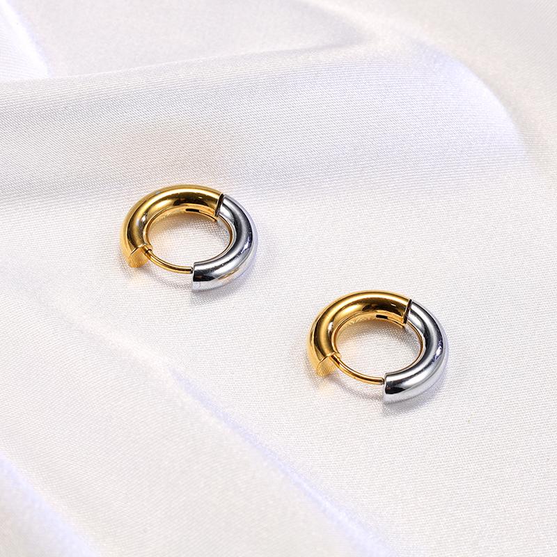 Klassische Edelstahl-Creolen für Damen, goldfarben, schlicht, glatt, rund, Schmuck für den täglichen Gebrauch, Geschenk