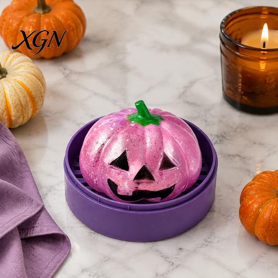 Stretchy Pumpkin Toy 1/4Pcs Halloween Stress Relief with Steamer, Glitter Head Squeeze Sensory Toy, Party Favors for Kids and Adults