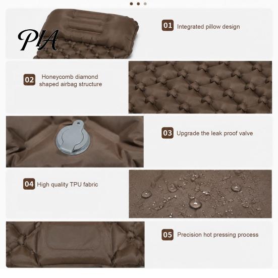 Inflatable Air Mattress Camping Sleeping Mat with Pillow & Built-in Pump, Ultralight Single Lightweight Backpacking Person Mattress, for Outdoor
