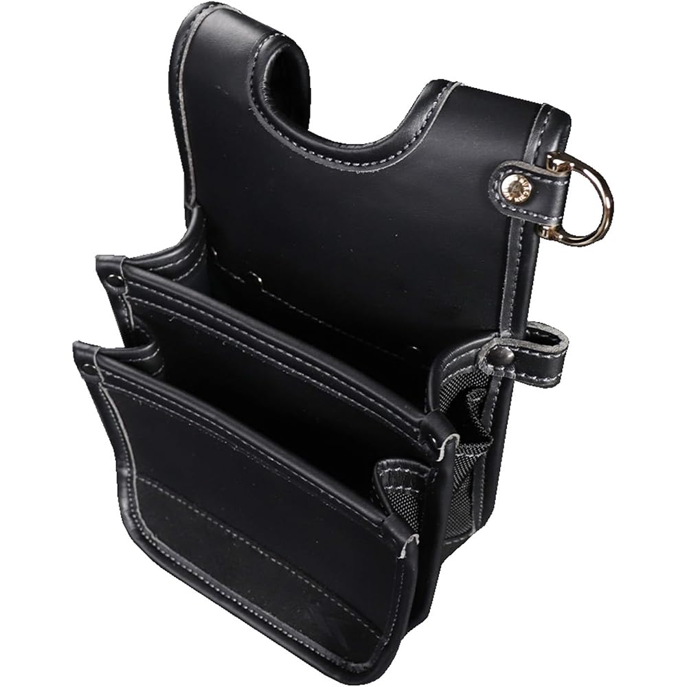 Fujiya (Fujiya) Architectural Thin Waist Bag, 2 Tiers, Black Gold, Light PU Leather Series, AB-42BG