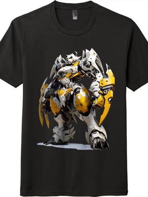 Anime Mecha Panda Warrior T-Shirt|Unisex Casual Cyberpunk Futuristic Mech Tee