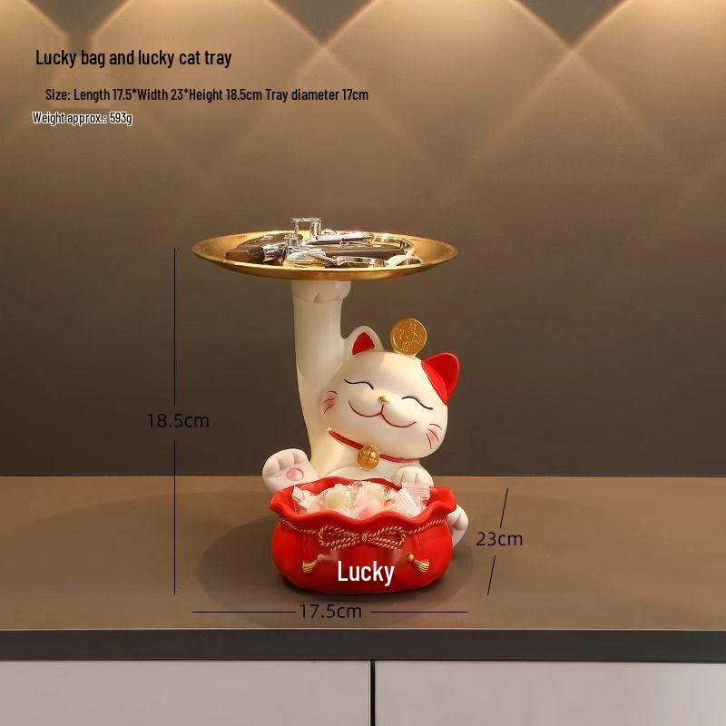 Lucky Cat Key Organizer Ornament for Entryway, Living Room, or Shoe Cabinet - Perfect Home Decor and Housewarming Gift.