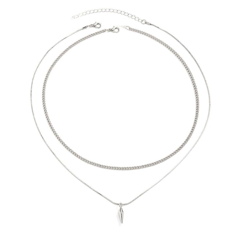 2 Pcs/Set Hip Hop Rivet Pendant Thin Snake Chain Necklace For Men Punk Silver/Gold Color Cuban Link Chain Party Jewelry