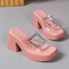 Women's Summer 42 Yards Thick Bottom Slope with Breathable Bright Colours Transparent A Word with Waterproof Taiwan Thick Bottom Slippers
