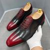 Luxury Brand Men Genuine Cow Leather Oxford Shoes Pointed Toe Red/Black Formal Dress Shoes Lace-Up Office Wedding Shoes for Men