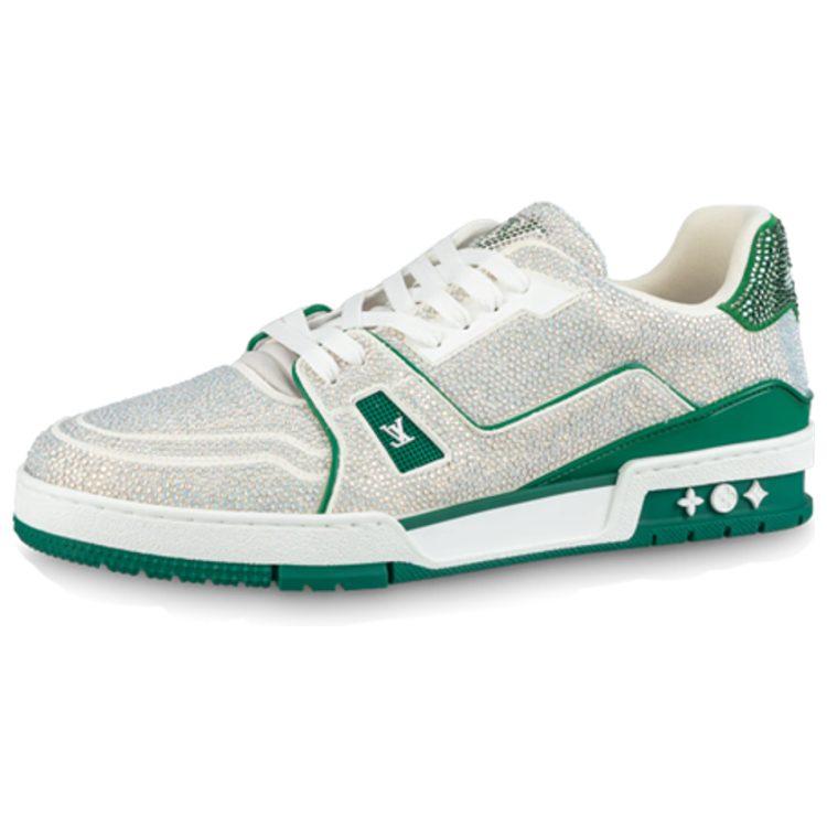 Louis Vuitton Trainer Sneakers 'Crystals White And Green' 1AARLE