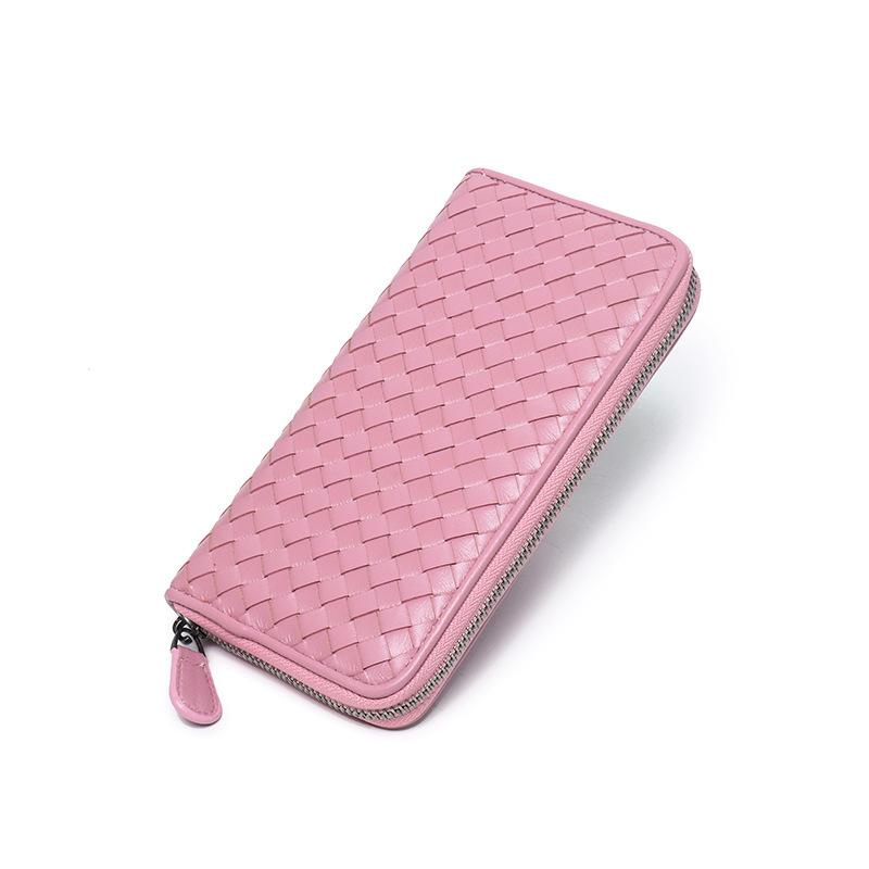 Damen Leder Geldbörse Handgewebte Erste Schaffell Herren Und Damen Geldbörse Brieftasche Lange Clutch