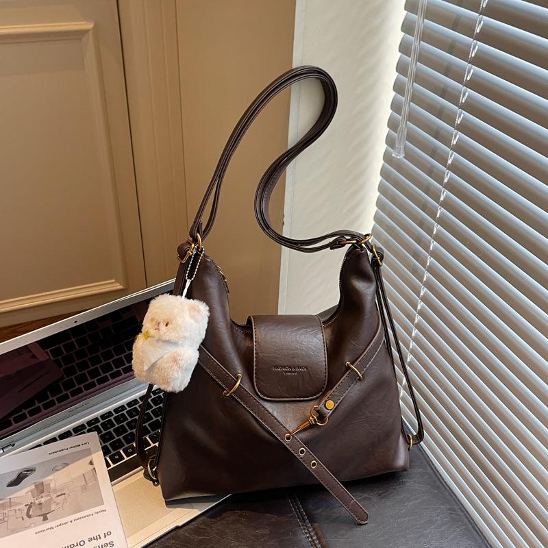 Retro tote bag women's large capacity 2025 new autumn and winter casual shoulder messenger bag multi-functional backpack backpack