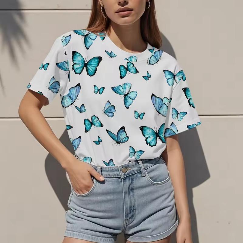 

Летняя женская футболка с коротким рукавом, с 3D принтом бабочки, оригинальный дизайн, женские топы, повседневная мода, универсальная, дышащая, для тех, кто хочет подчеркнуть свою индивидуальность 6XL