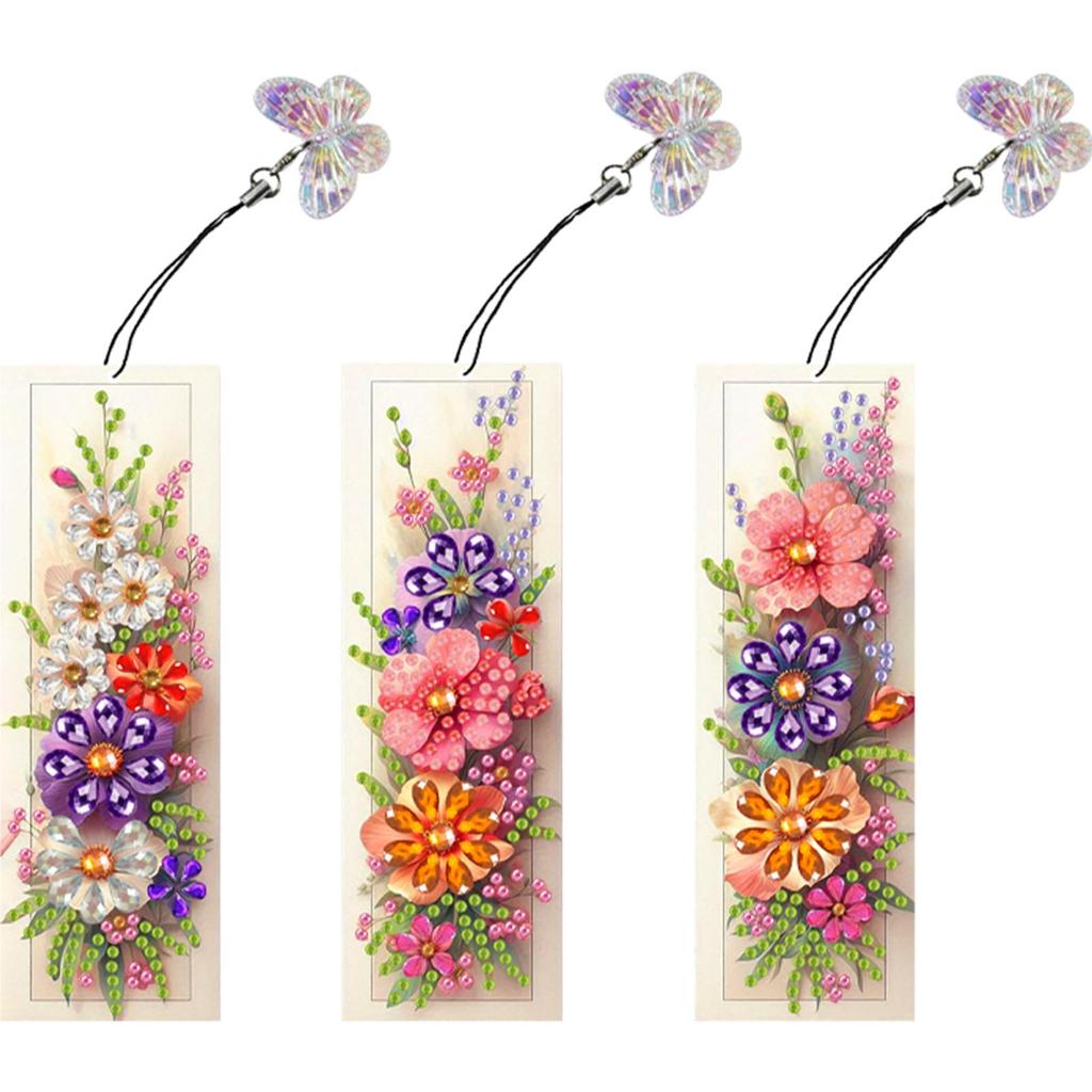 3Pcs Special Shape Flowers Fairy Diamond Painting Bookmark 5D DIY Diamond Painting Bookmark Diamond Painting Bookmark Making Kit