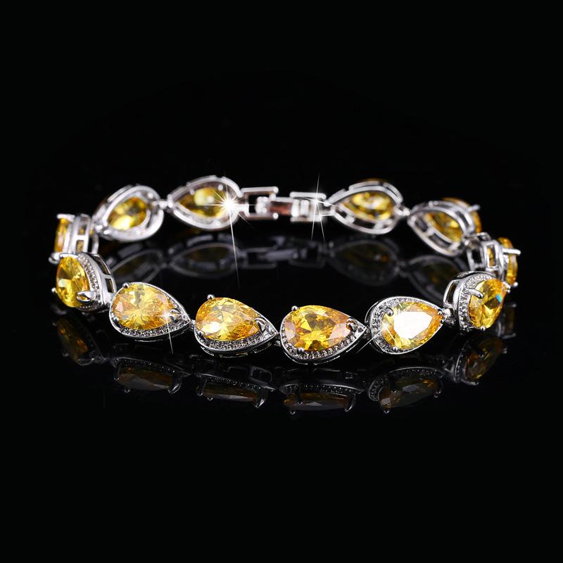 Girls' Jewelry, Water Drop-Shaped Platinum-Plated Aaa Zircon Jewelry Bracelet For Women