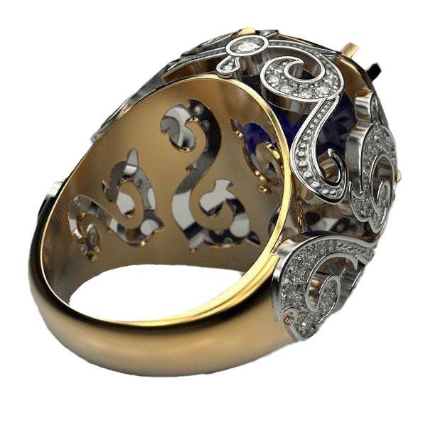 Sapphire and Zircon Luxury Two-Color Copper Ring