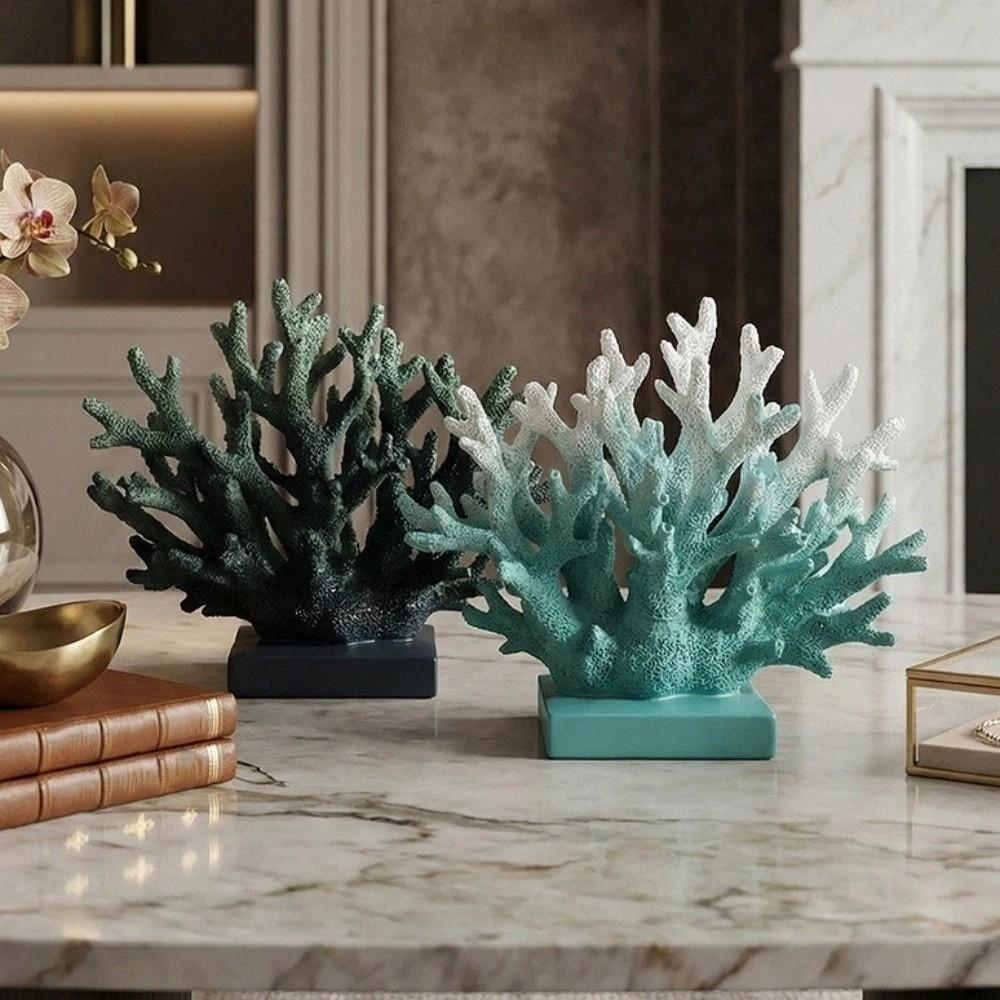 Colorful Artificial Coral Statue Realistic Desktop Coral Sculpture Aquarium Decoration