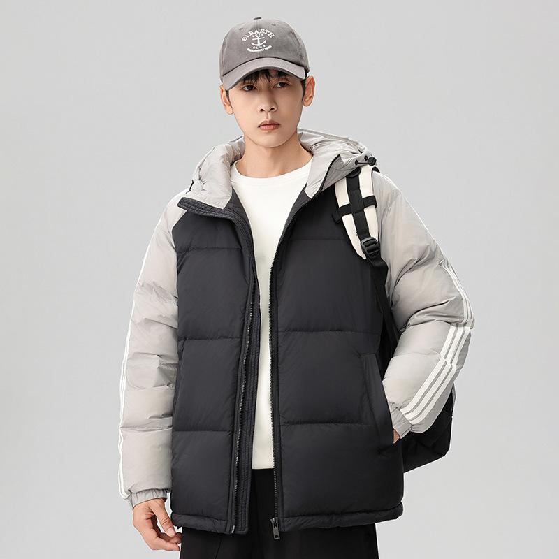 Winter trendy brand couple down jacket hooded casual fashion versatile thickened warm loose bread jacket men s jacket S