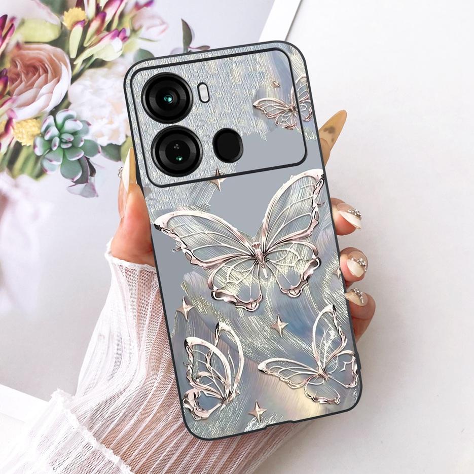 For Itel P40 Plus Case P683L Luxury Butterfly Tree Painted Cover Soft Silicone Phone Case For Itel P40 P662L P 40 ItelP40 + Bags