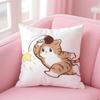 Cute Cat Athlete Childlike Heart Cushion Cover Linen Pillowcase Cover Soft Decor for Sofa Home Room