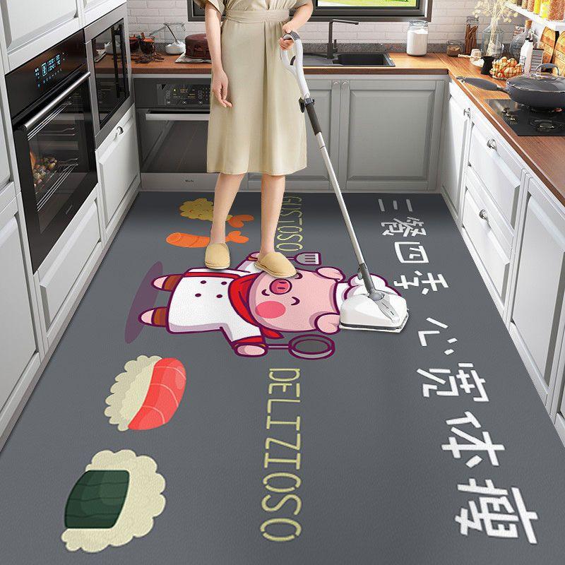 Dywan na podłogę do kuchni mata podłogowa skóra PVC wodoodporny antypoślizgowy długi dywan olejoodporny maty pod stopy różowy kwiat dekoracja domu dywany