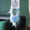 Blue Feathers Dream Catcher Large Wind Chimes With 2 Circles Wall Hangings Bedroom Decorations  Handmade Ornaments For Girl Gift