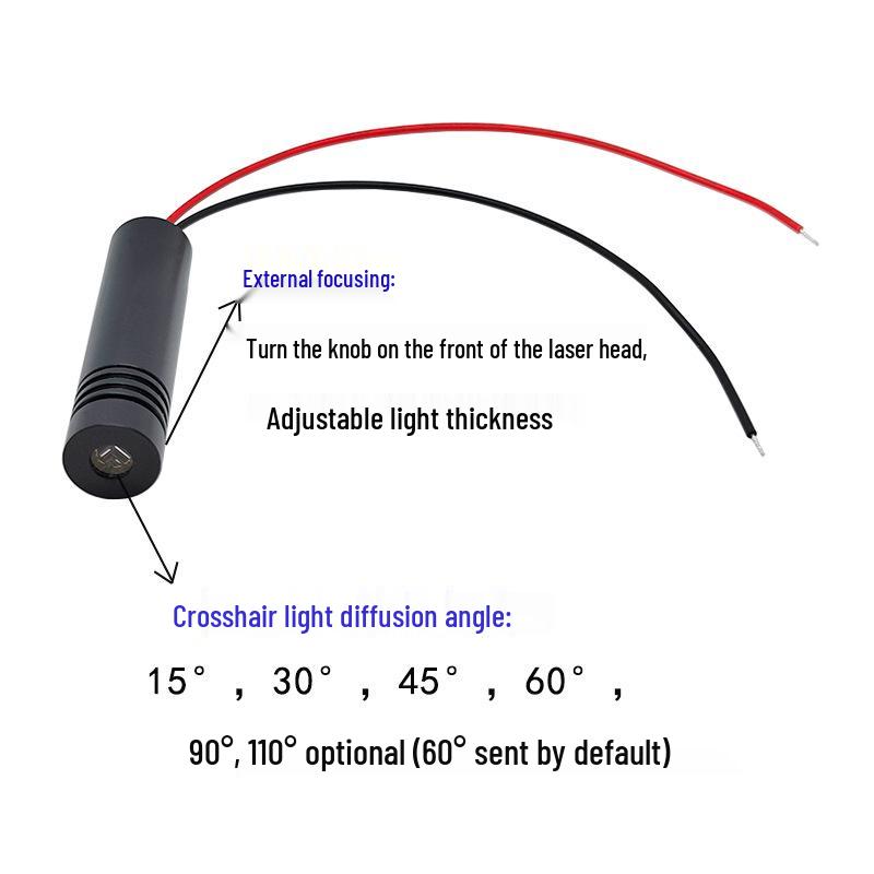 12V-24V 12X50mm 520nm 15mW Green Laser Module with External Focus for Crosshair Positioning and Marking