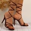 Summer New Cross Strap Slim Heel High-heeled Sandals Large Size Fashionable Banquet Elegant and Comfortable Sandals for Women's