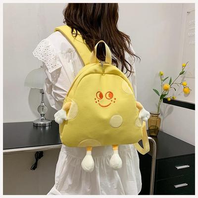 Nette Käse frauen Tasche 2023 Neue Schulter Tasche Cartoon Leinwand Tasche Kleinen Rucksack Weiblichen Sommer