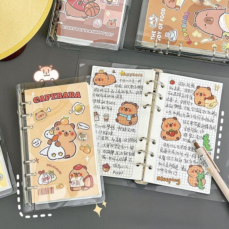 Cute Capybara Hand Book Lovely Loose-Leaf Student Notebook Diary Cartoon Portable Detachable Notepad Student Stationery Gifts