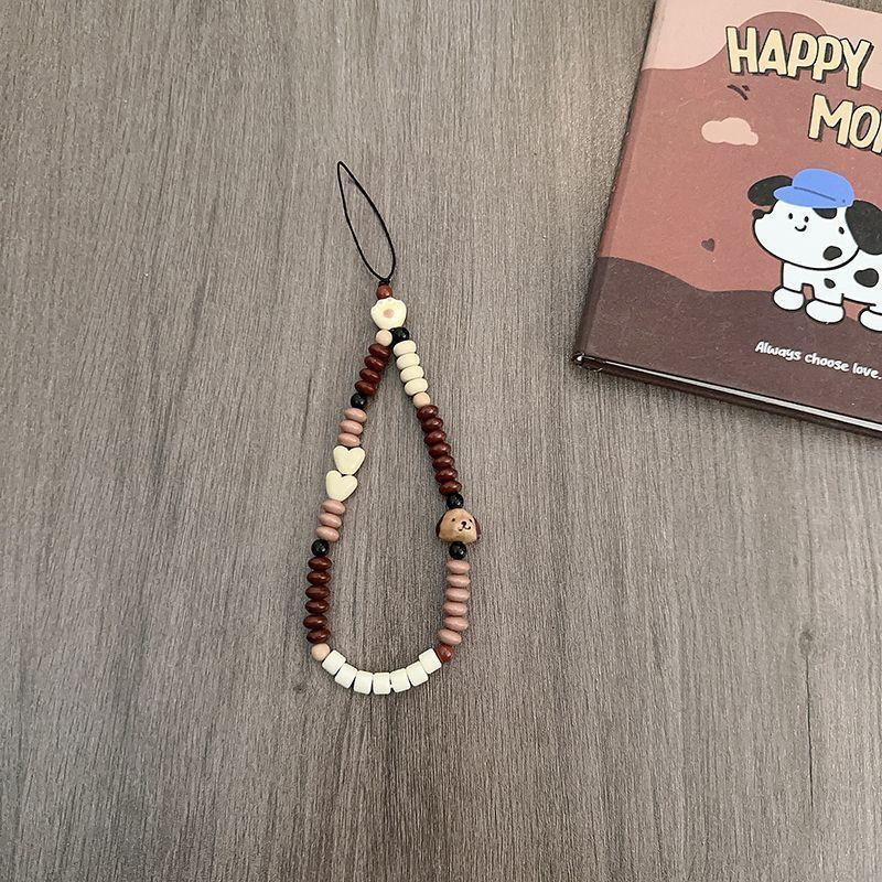 Sweet Cool Ins Cute Retro Dog Love Phone Chain DIY Handmade Bead Bracelet CCD Camera Pendant Female D