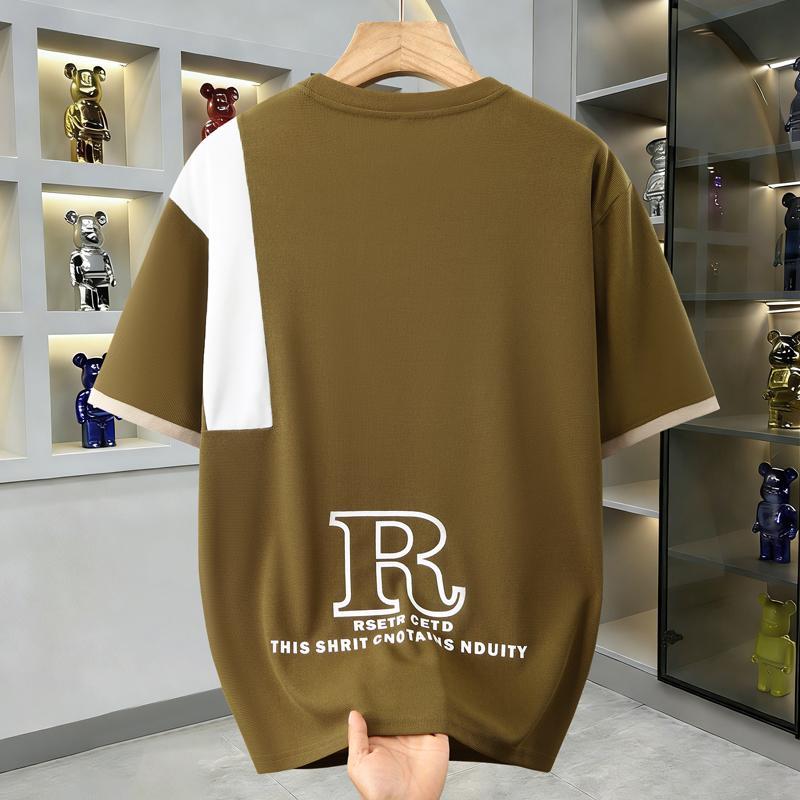 Completo da Uomo Taglie Forti 2 Pezzi, T-shirt a Blocchi di Colore Traspirante e Set di Pantaloncini (6XL-12XL)