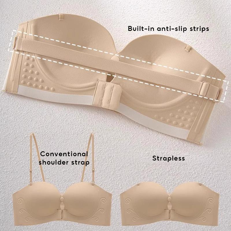 Push Up Straless Bra Women Front Closure Bras Sexy Underwear Soft Wireless Brassiere Non-Slip Bralette Solid Color Ladies Lingerie
