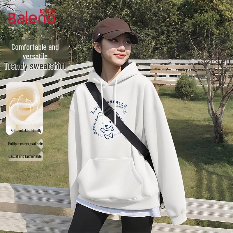 Baleno Women's Loose Fit Hooded Sweatshirt with BNL Dog Graphic