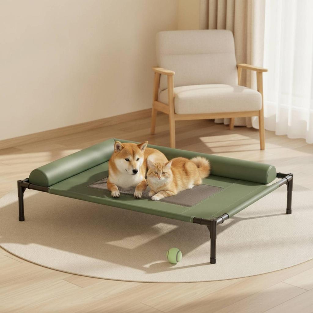 Elevated Resting Bed Framed Mesh Pet Cushion Raised Lounger Sleeping Area for