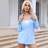 EastRogue Women's Fashion Casual Spring Fall Solid Color Print Long Sleeve POLO-Neck Blouses & Shirts
