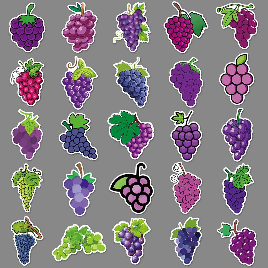 50 Grape Doodle Personalized Cartoon Fruit Children's DIY Mobile Case Water Cup Luggage Sticker Waterproof
