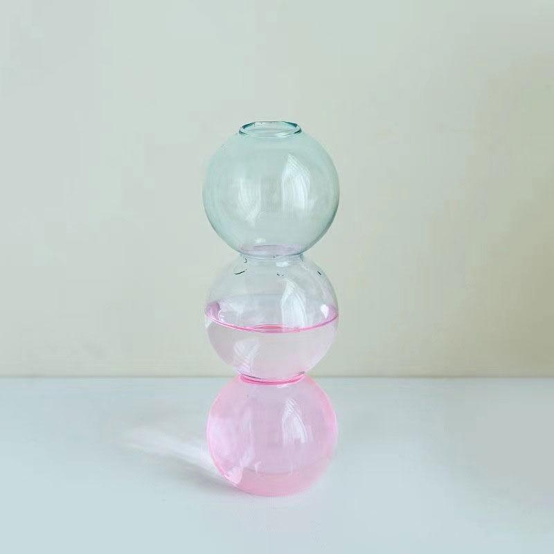 1Pc Glass Vase Hydroponics Desktop Ornaments Crystal Ball Bottle Creative Art Flower Ware Home Decor Colorful Ins