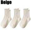 5pairs Korean Lolita JK Ruffle Cotton Socks for Women Middle Tube Ankle Soft Breathable Hosiery Black White Autumn Kawaii Socks