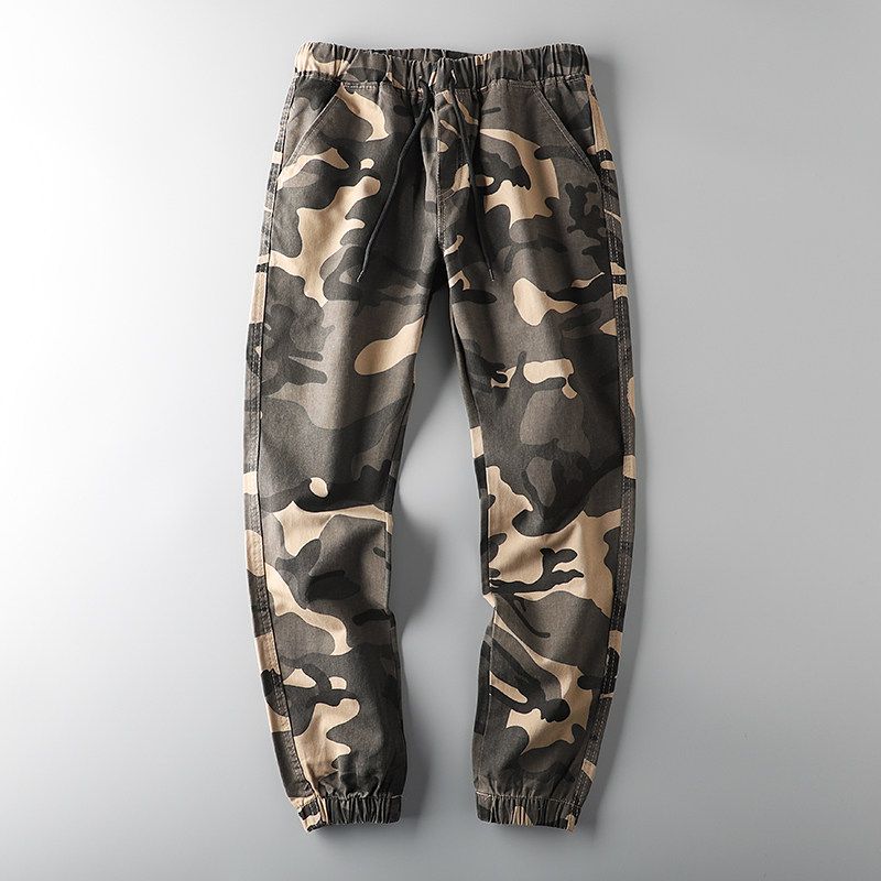 Export Tail Order Men s Cut Label Cattle Goods Camouflage Cargo Pants Men s Fashion Brand Ankle Banded Sports Pants Export Original Order Casual Pants Camouflage Green M