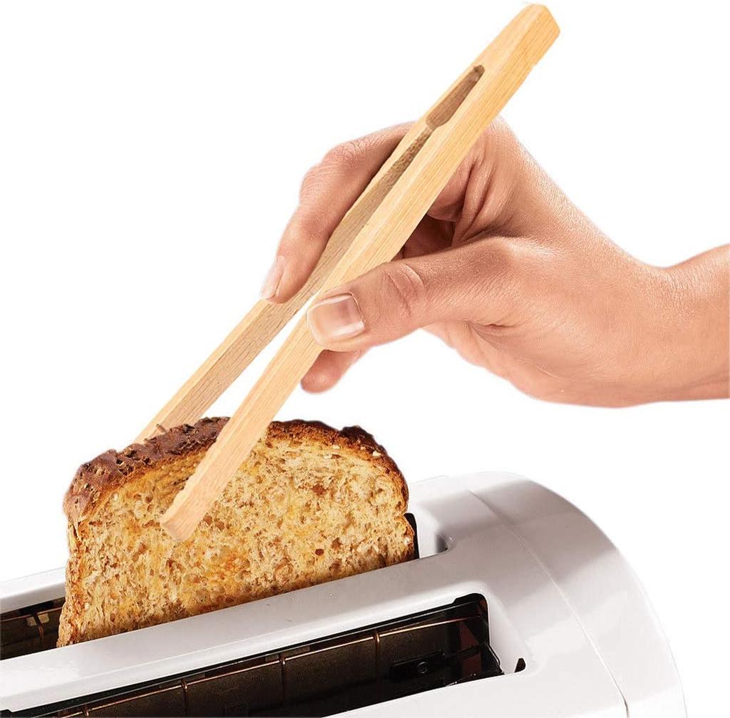 2Pcs Bamboo Tongs Natural Bamboo Wooden Food Toaster Tongs Tea Clip Bamboo Tweezers for Toast Pickles Tea Cooking Kitchen Tongs