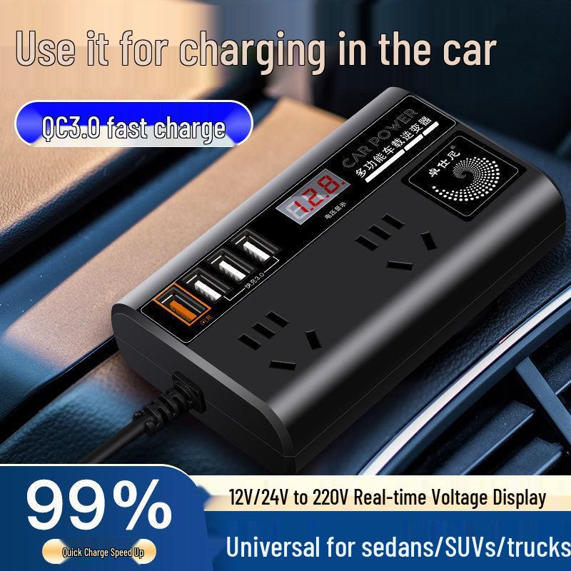 Universal 12V/24V To 220V Car Power Inverter & Mobile Charger Socket