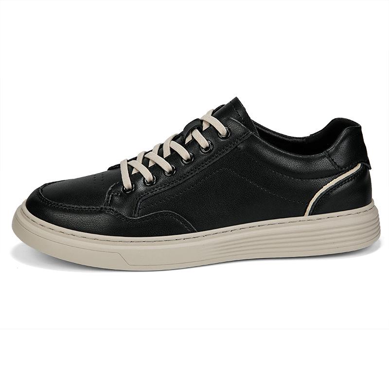 Men's Summer Perforated Leather Sneakers - Breathable Genuine Cowhide with Thick Sole