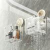 Multifunctional Suction Cup Storage Basket Transparent Removable Bathroom Organizer Shelf Drill-free Wall Mounted Shelf
