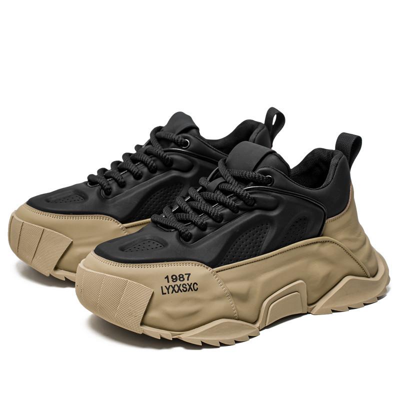 

2025 Fashion luxury Clunky Sneaker For Men Design leather Mixed color Platform Men s Running shoes casual sneaker Large size 46 39 чёрный