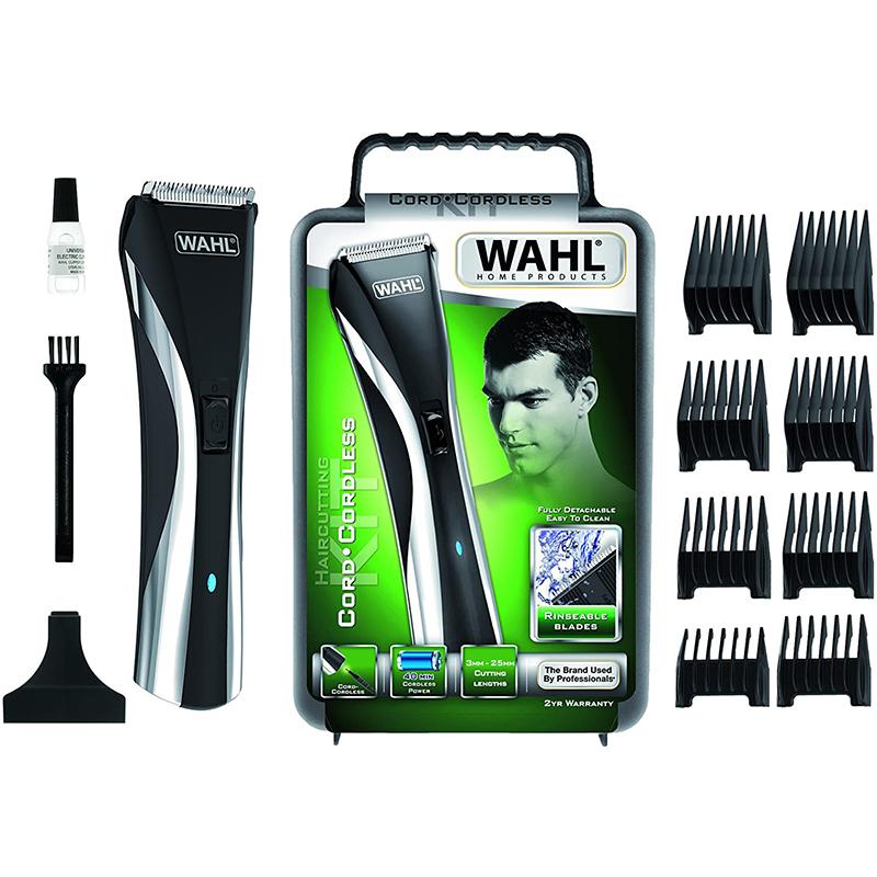 

WAHL гибридная светодиодная машинка для стрижки волос, триммер для мужчин и детей, профессиональная беспроводная электрическая машинка для стрижки, бритва для бороды, 8 расчесок