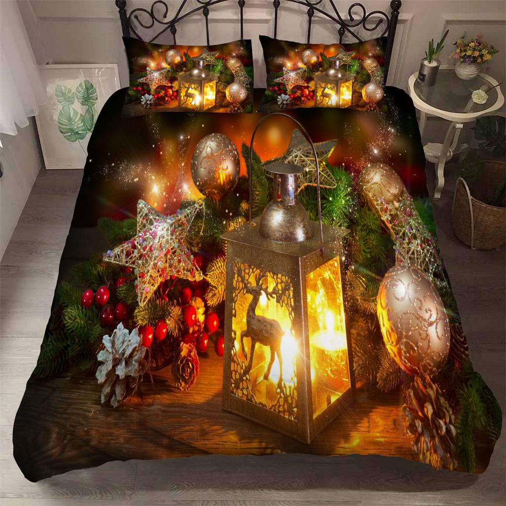 Weihnachtsmann Gedruckter Bettbezug mit Kissenbezug Bettwäscheset Einzel Doppel Twin Full Queen King Size Schlafzimmer Weihnachtsdeko
