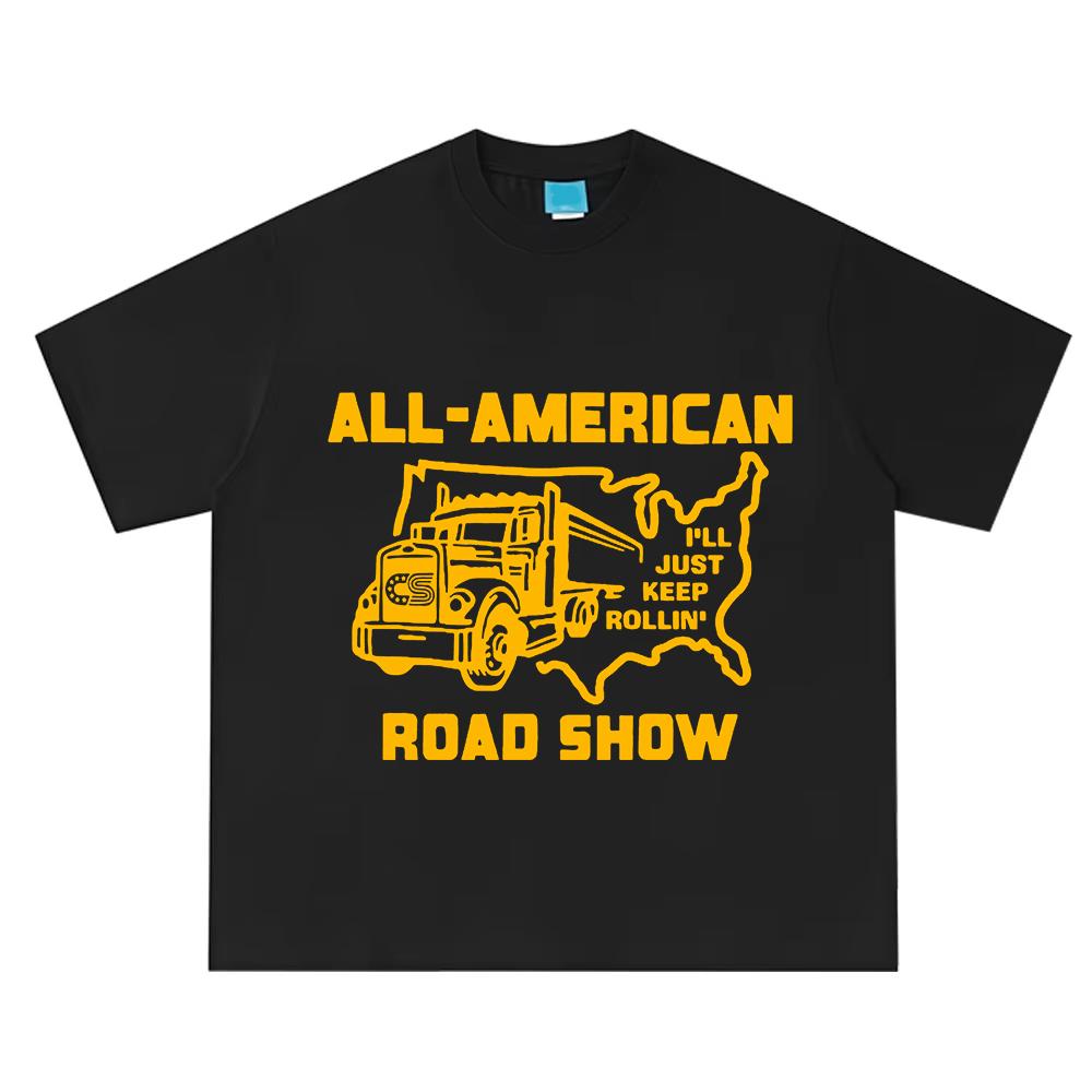 All-American Road Show Print T-shirt CHRIS STAPLETON Rock Band Design Tshirts Short Sleeve Cotton Male T Shirt Unisex Streetwear