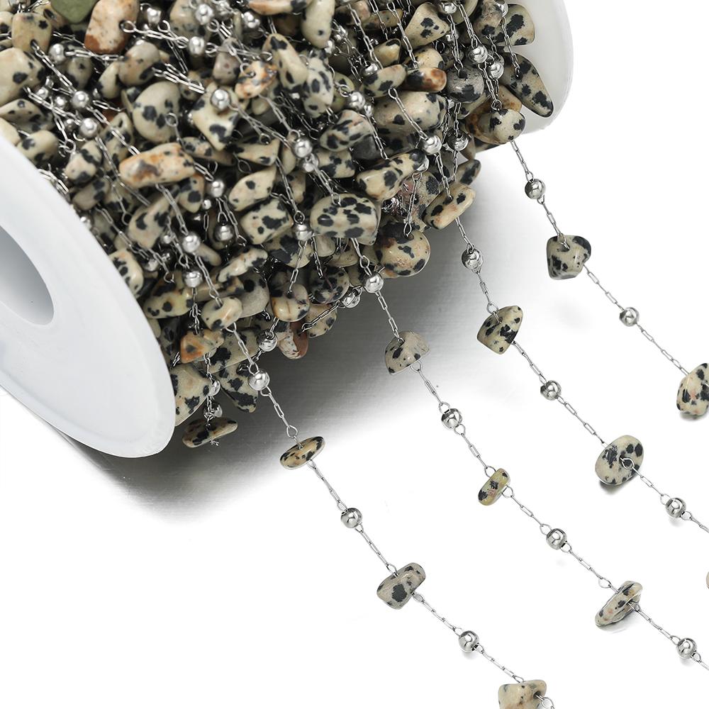 

1Meter/Pack Stainless Steel Natural Stone Pearl Beads Chains for Handmade DIY Necklace Bracelets Jewelry Making Accessories 1Meter