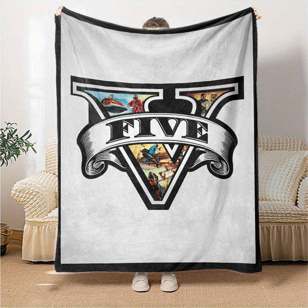 1pc Grand Theft Auto Soft Flannel Blanket with Designer Print A cozy blanket for all seasons, perfect for the couch, bed, office