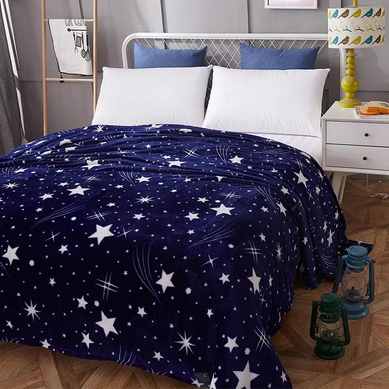 Stars Starry Sky Blanket Bedspread Warm Soft Flannel Print Throw Blankets Suitable for Sofa/Bed/Car Portable Blanket All Season