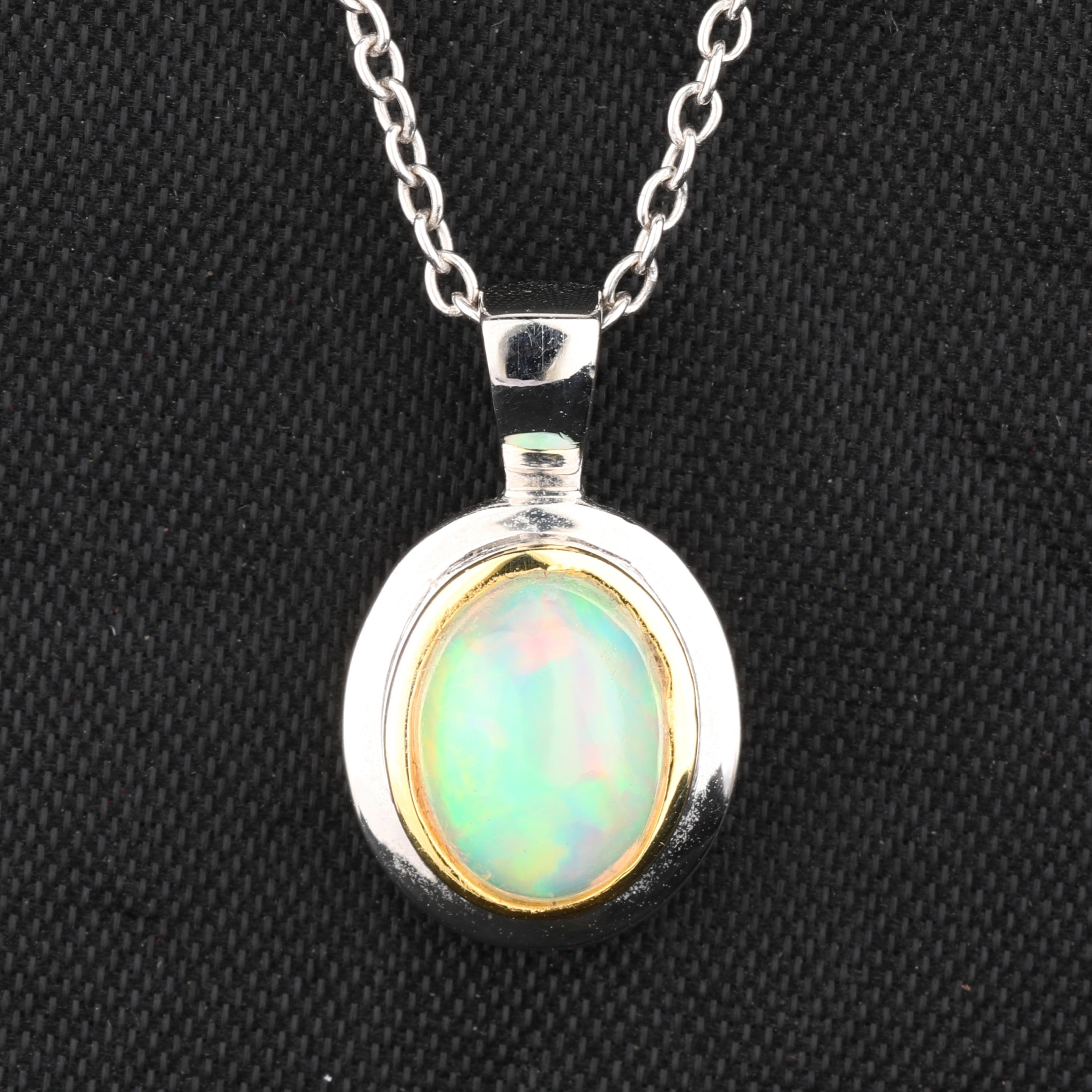 

Ethiopian Opal Pendant 925 Sterling Silver Rhodium Fine Jewelry Gift for Her срібний