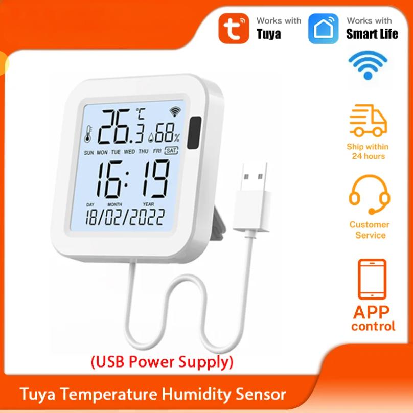 Smart Thermometer Hygrometer Tuya WiFi Temperature and Humidity Sensor With Backlight APP Remote Control Work with Tuya Alexa